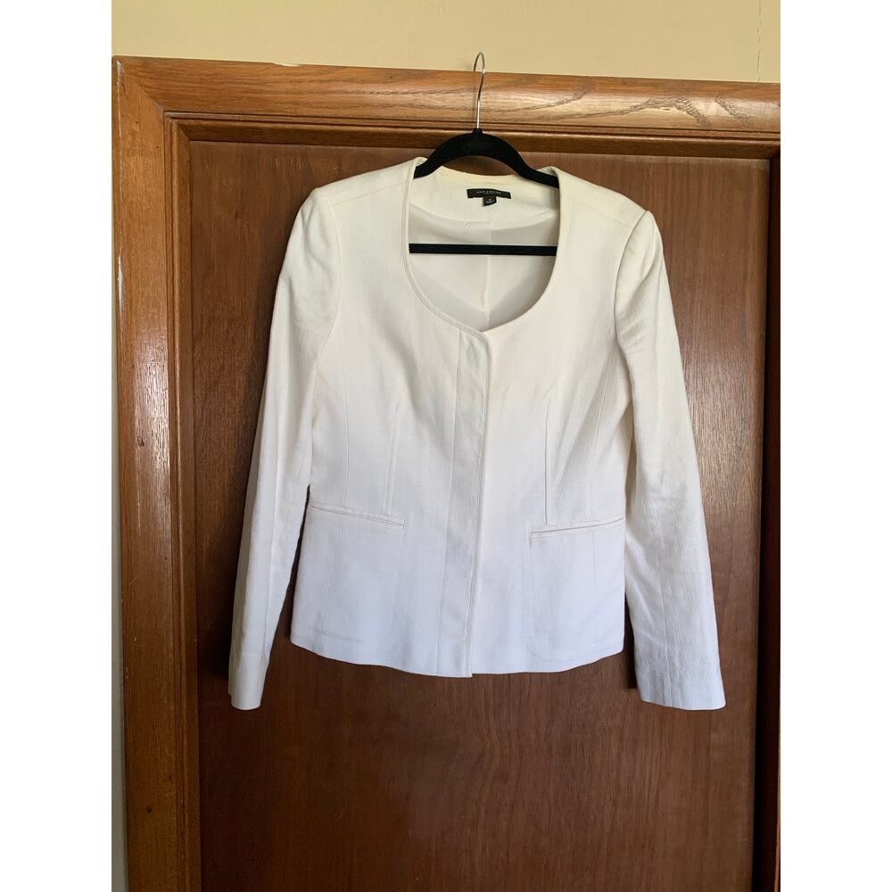 White Women's Tailored Collarless Jacket